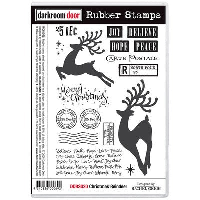 DARKROOM DOOR RUBBER STAMP SET CHRISTMAS REINDEER - DDRS020
