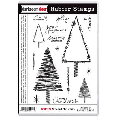 DARKROOM DOOR RUBBER STAMP SET STITCHED CHRISTMAS - DDRS122