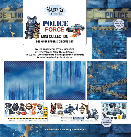 3 QUARTER DESIGNS 12 X 12 PAPER  PACK POLICE FORCE - 3QD-PFMC-MTNP