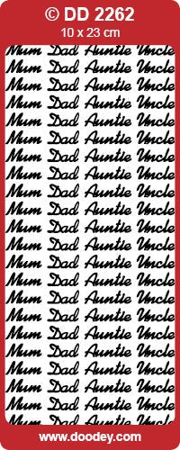 CRAFT STICKER MUM DAD AUNTIE UNCLE SILVER - DD2262S