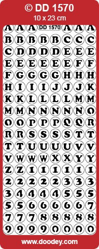 CRAFT STICKER ALPHA & NO'S IN CIRCLE GOLD - DD1570G