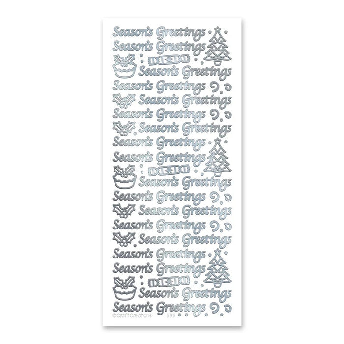 STICKER SEASONS GREETINGS SILVER - XL595U-02