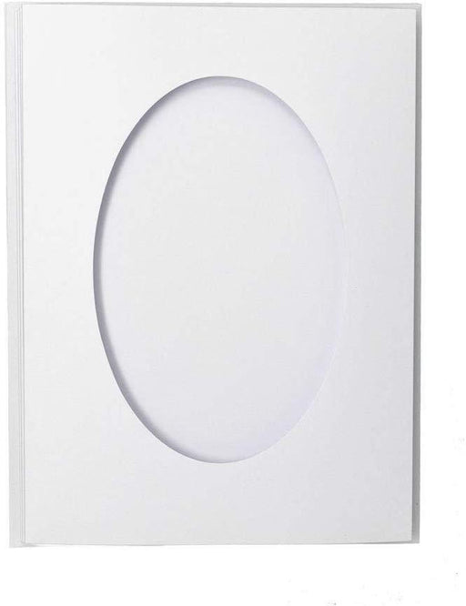 PK50 WHITE TEXTURED LARGE OVAL CUTOUT 3 PANEL CARDS & ENV - LO1 BULK