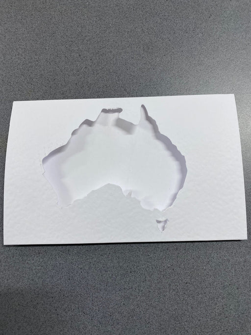 WHITE TEXTURED AUSTRALIA CUTOUT 50 CARDS & ENV - AU1 BULK