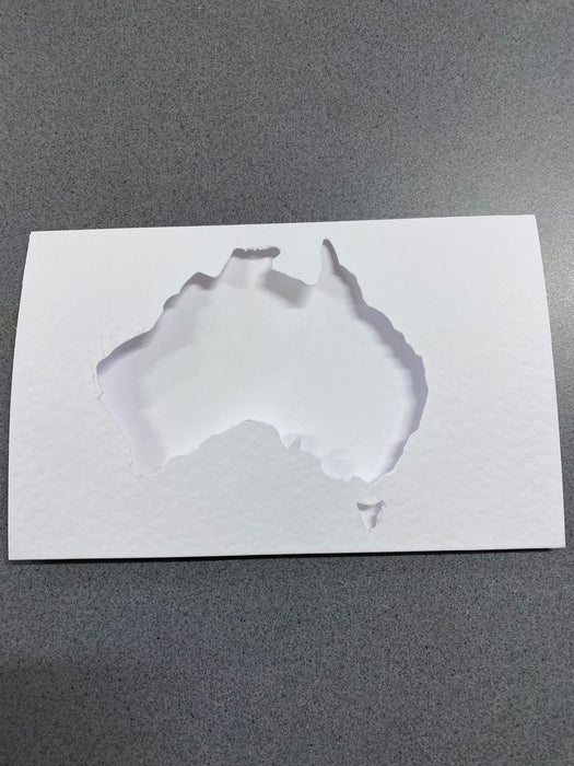 WHITE TEXTURED AUSTRALIA CUTOUT 50 CARDS & ENV - AU1 BULK