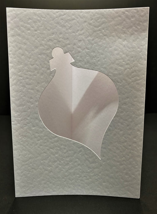 WHITE TEXTURED BAUBLE CUTOUT CARDS & ENV - BA1 BULK
