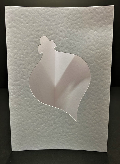 WHITE TEXTURED BAUBLE CUTOUT CARDS & ENV - BA1 BULK