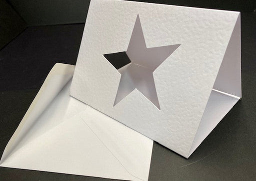 WHITE TEXTURED STAR CUTOUT CARDS & ENV - STA1 BULK