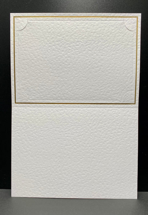PHOTO SLOTTED LGE GOLD BORDER WHITE TEXT S/F0LD CARDS & ENV - PS50 BULK