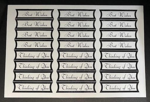 BANNER DIECUT BEST WISHES THINKING OF YOU BLACK/WHITE - CDS02B