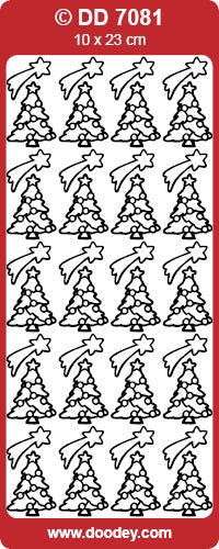 CRAFT STICKER XMAS TREE FALLING STAR SILVER - DD7081S