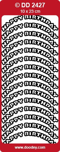 CRAFT STICKER HAPPY BIRTHDAY CURVED BLACK - DD2427BL