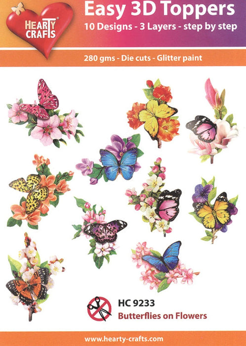 HEARTY CRAFTS EASY 3DTOPPERS BUTTERFLIES ON FLOWER - HC9233
