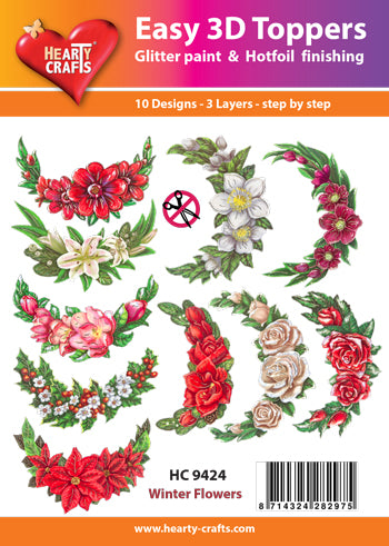 HEARTY CRAFTS EASY 3D TOPPERS WINTER FLOWERS - HC9424