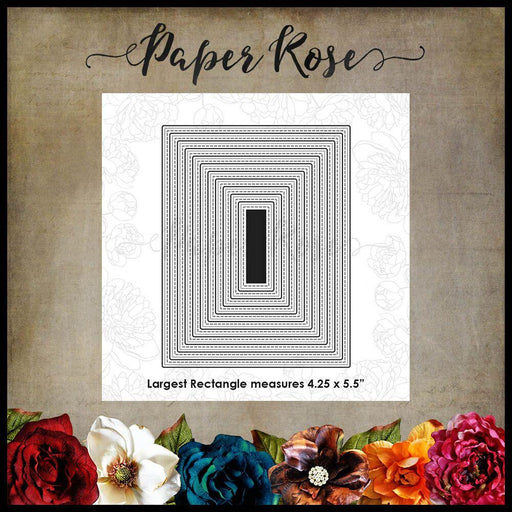 PAPER ROSE DIE STITCHED RECTANGLES USA - 16577