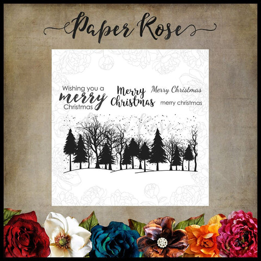 PAPER ROSE  STAMPS WINTER TREES