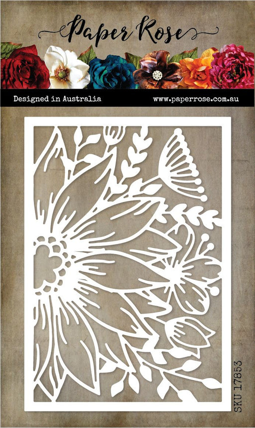 PAPER ROSE BLOOMING FLOWERS BACKGROUND DIE SET - 17853
