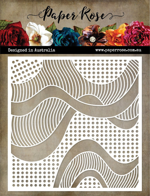 PAPER ROSE STENCIL 6 X 6 PATTERNED WAVES - 19244