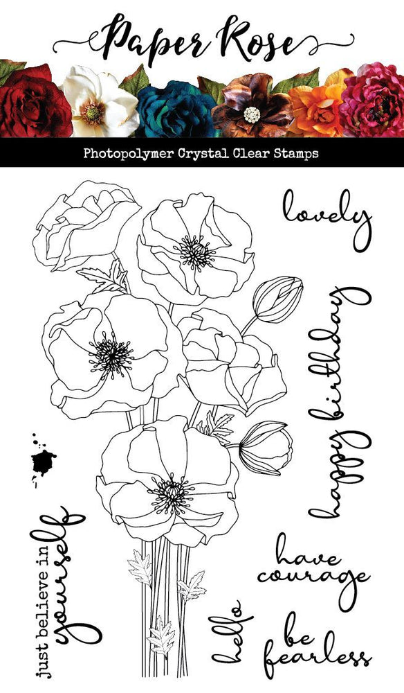 PAPER ROSE STAMPS MODERN POPPIES - 20580