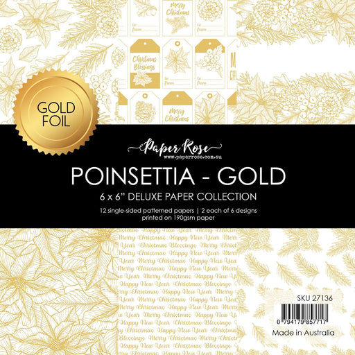 PAPER ROSE POINSETTIA - GOLD FOIL 6X6 PAPER COLLECTION - 27136