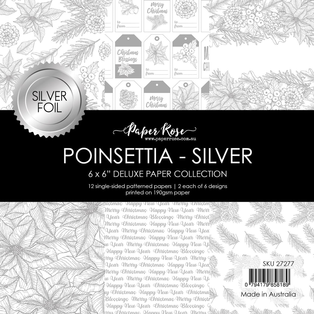 PAPER ROSE POINSETTIA - SILVER FOIL 6X6 PAPER COLLECTION - 27277