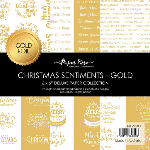 PAPER ROSE CHRISTMAS SENTIMENTS - GOLD FOIL 6X6 PAPER COLLEC - 27280