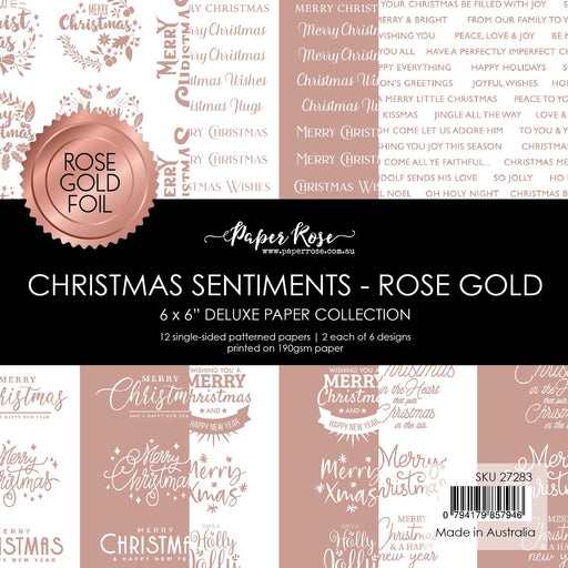 PAPER ROSE CHRISTMAS SENTIMENTS - ROSE GOLD FOIL 6X6 PAPER C - 27283