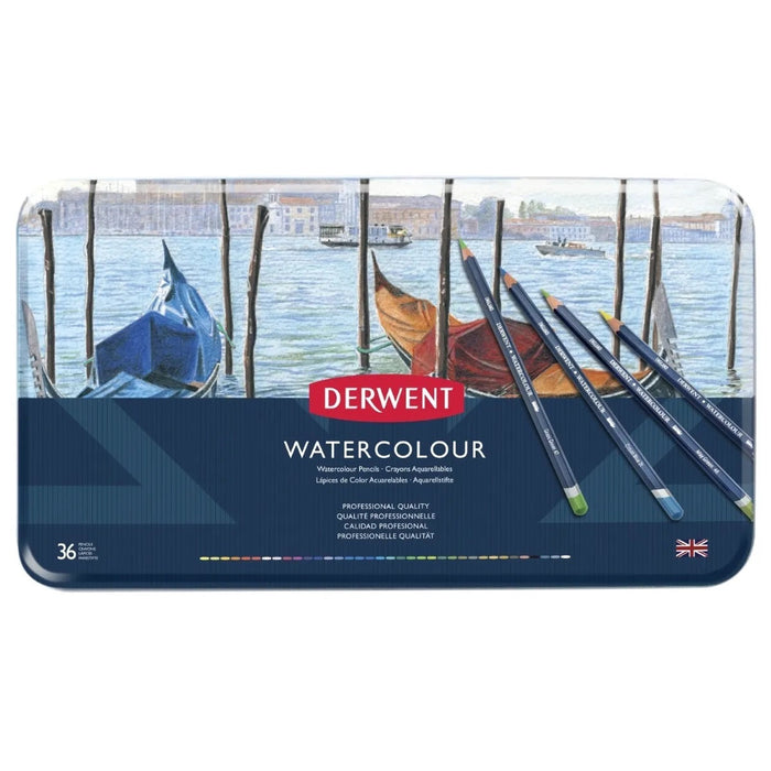 DERWENT WATERCOLOUR PENCIL TIN 36 ASSORTED COLOURS - 0363990