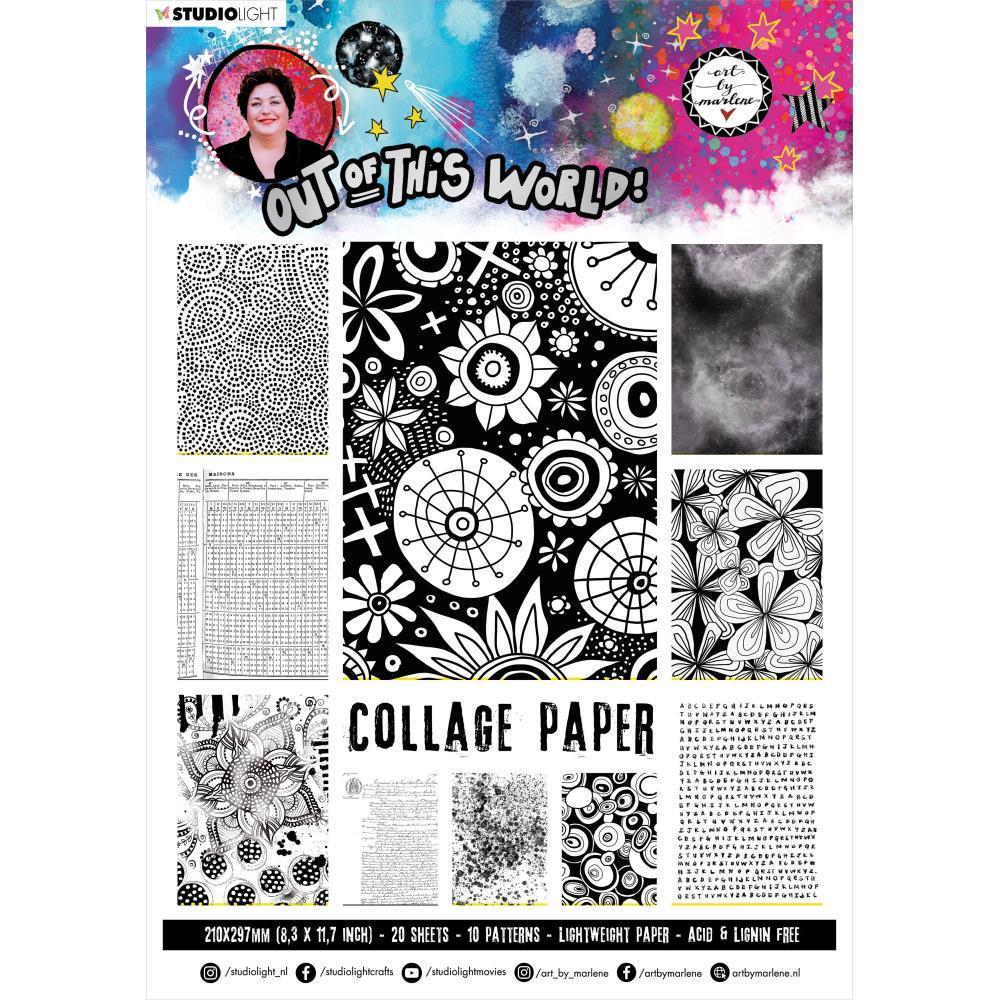 ART BY MARLENE COLLAGE BOOK A4 OUT OF THIS WORLD B & W - ABMOOTWPP15