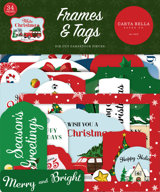 CARTA BELLA WHITE CHRISTMAS FRAMES AND TAGS DIE CUTS - CBWC156025