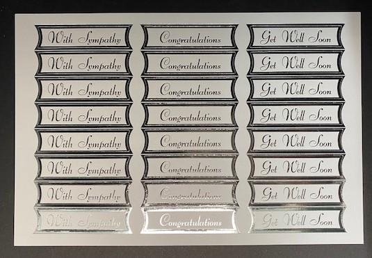 DIE CUTS WITH SYMPATHY CONGRATULATION  GET WELL SILVER/WHITE