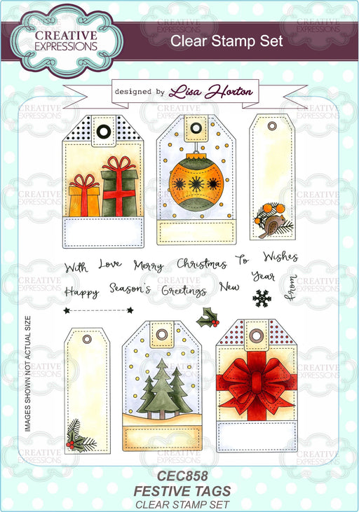 CREATIVE EXPRESSIONS FESTIVE TAGS 6 IN X 8 IN CLEAR STAMP SE - CEC858