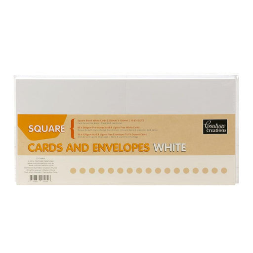 COUTURE 50 X WHITE CARDS & ENVELOPES SQUARE135MM - CO724845