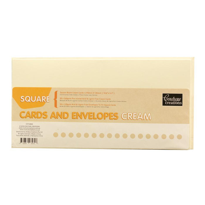 COUTURE 50 X IVORY CARDS & ENVELOPES SQUARE135MM