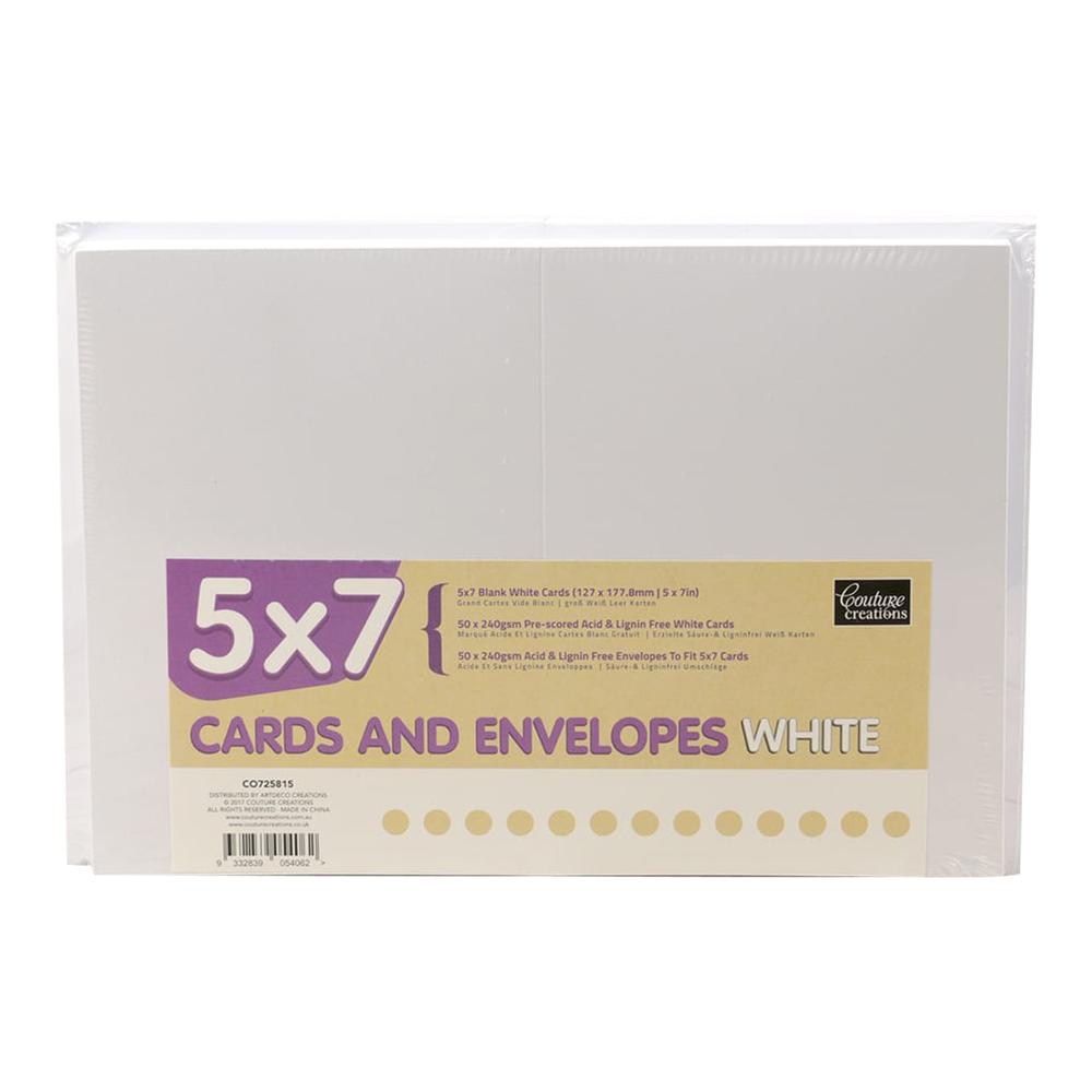 COUTURE CREATIONS 5 X 7 CARD & ENV PK 50 WHITE - CO725815
