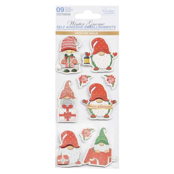 COUTURE CREATIONS SELF ADHESIVE EMBELLISHMENTS WINTER GNOME - CO728556