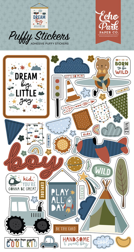 DREAM BIG LITTLE BOY PUFFY STICKERS - BB304066