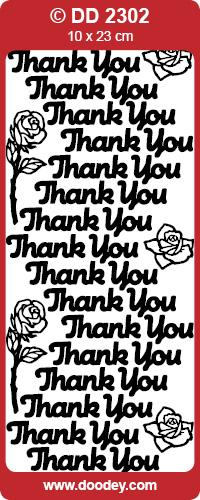 CRAFT STICKER THANK YOU LARGE SILVER - DD2302S