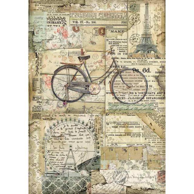 STAMPERIA A4 RICE PAPER BICYCLE - DFSA4458