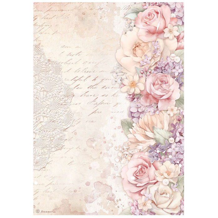 STAMPERIA A4 RICE PAPER PACKED - ROMANCE FOREVER BORDURA FI - DFSA4832