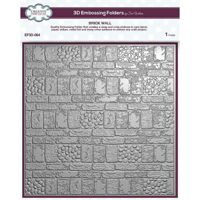 CREATIVE EXPRESSIONS BRICK WALL 8 IN X 8 IN 3D EMBOSSING FOL - EF3D-064