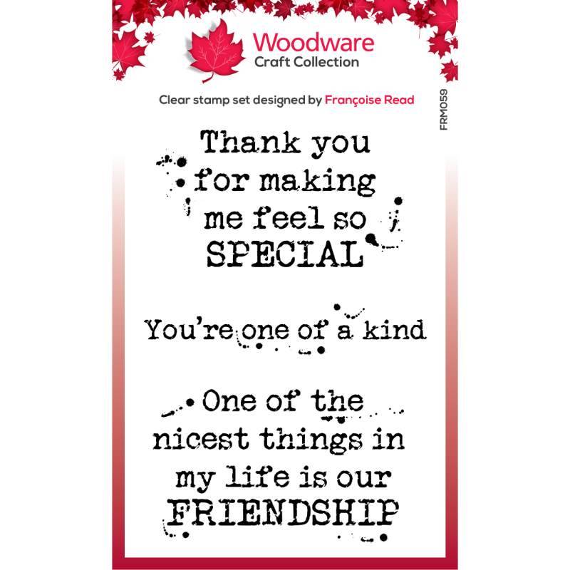 WOODWARE CLEAR SINGLES KIND WORDS 3 IN X 4 IN STAMP - FRM059
