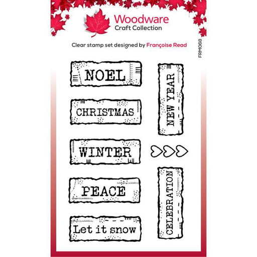 WOODWARE CLEAR SINGLES MINI 3X4IN STAMP CHRISTMAS JUNK LABEL - FRM068