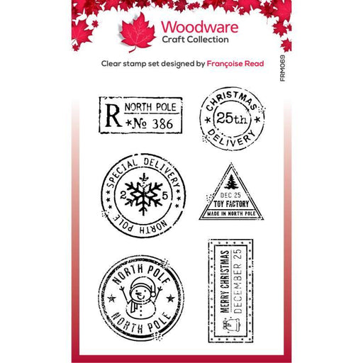 WOODWARE CLEAR SINGLES MINI 3X4IN STAMP CHRISTMAS POSTMARK - FRM069