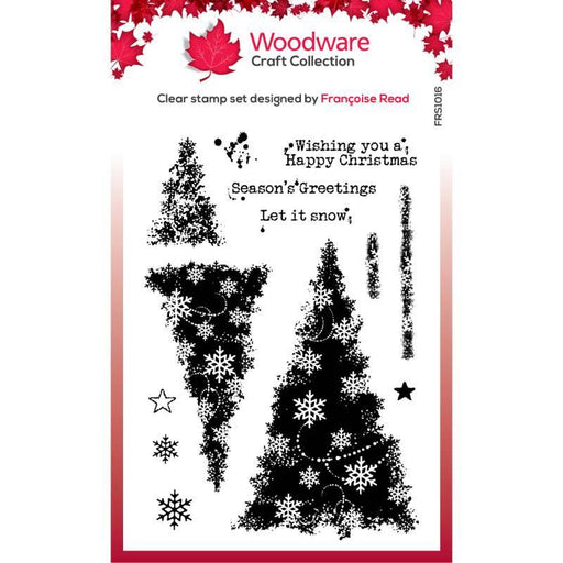 WOODWARE CLEAR STAMP 4 X 6 IN SNOWFLAKE TREES - FRS1016