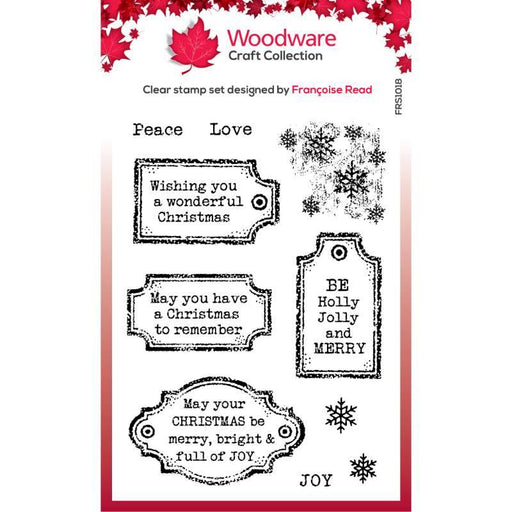WOODWARE CLEAR STAMP 4 X 6 IN CHRISTMAS OLD LABELS - FRS1018