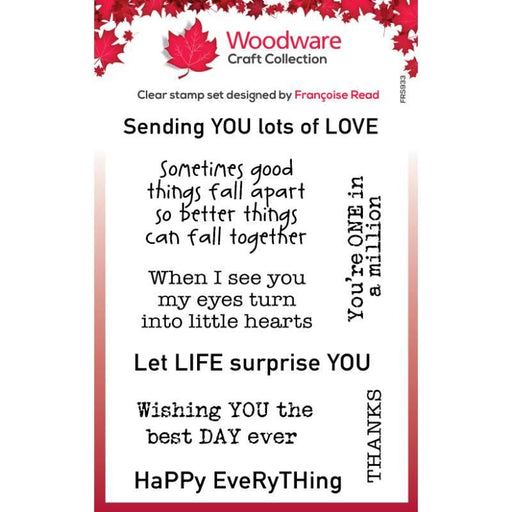 WOODWARE CLEAR SINGLES HAPPY EVERYTHING 4 IN X 6 IN STAMP - FRS933