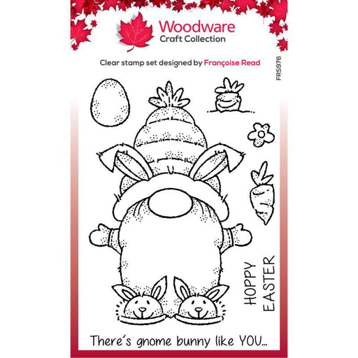 WOODWARE CLEAR SINGLES BUNNY GNOME 4 IN X 6 IN STAMP - FRS976