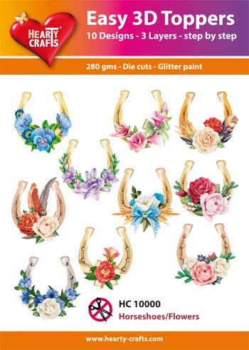 HEARTY CRAFTS EASY 3D TOPPERS HORSESHOES WITH FLOWERS