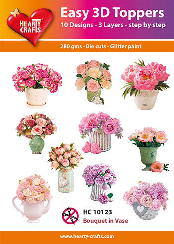 HEARTY CRAFTS EASY 3D TOPPERS FLOWER BOUQUET IN VASE